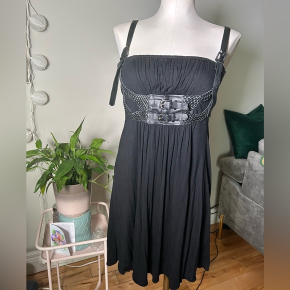 Black Dress with Faux Leather Details - Picture 1 of 3